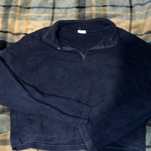 Navy Garage cropped quarter zip